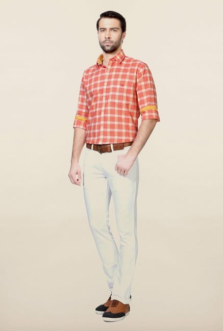 Van Heusen Orange Checks Shirt Van Heusen Orange Checks Shirt