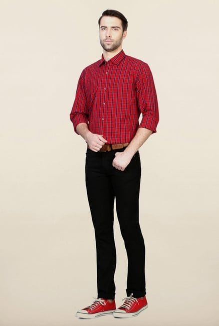 Peter England Red Checks Casual Shirt Peter England Red Checks Casual Shirt