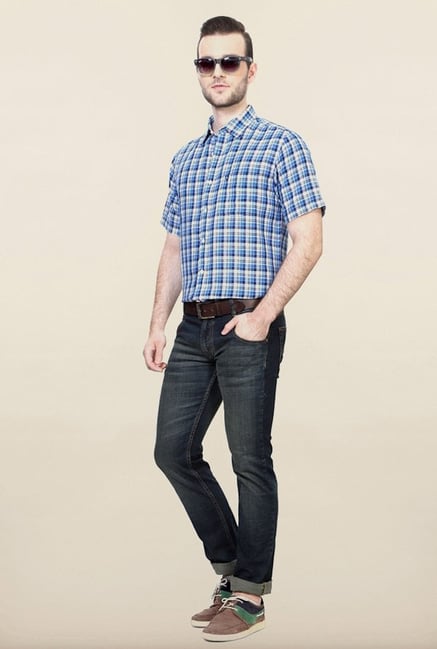 Allen Solly Blue Checks Casual Shirt Allen Solly Blue Checks Casual Shirt