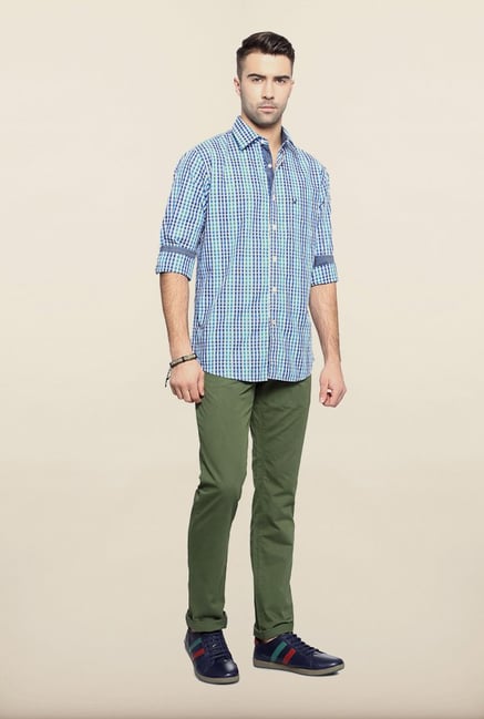 Allen Solly Blue Checks Casual Shirt Allen Solly Blue Checks Casual Shirt
