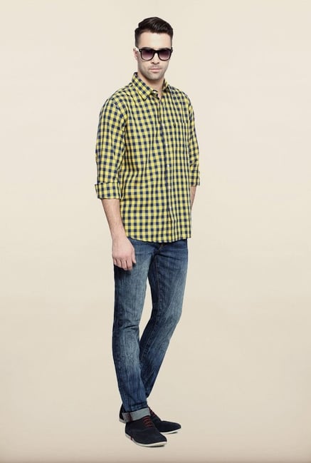 Allen Solly Yellow Checks Casual Shirt Allen Solly Yellow Checks Casual Shirt