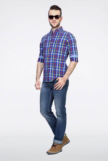 Allen Solly Blue Checks Casual Shirt Allen Solly Blue Checks Casual Shirt