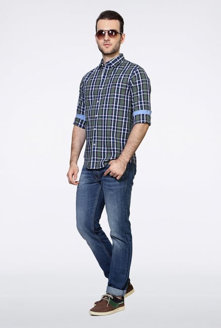 Allen Solly Navy Checks Casual Shirt Allen Solly Navy Checks Casual Shirt
