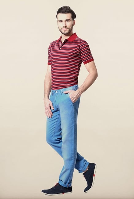 Allen Solly Blue Solid Jeans Allen Solly Blue Solid Jeans