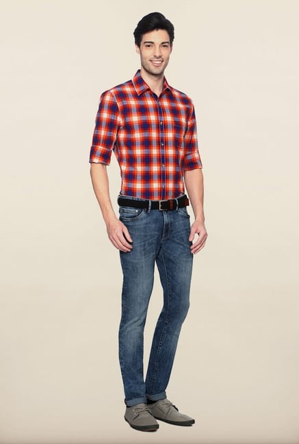 Allen Solly Blue Solid Jeans Allen Solly Blue Solid Jeans