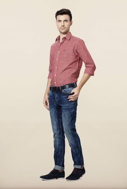 Allen Solly Blue Solid Jeans Allen Solly Blue Solid Jeans