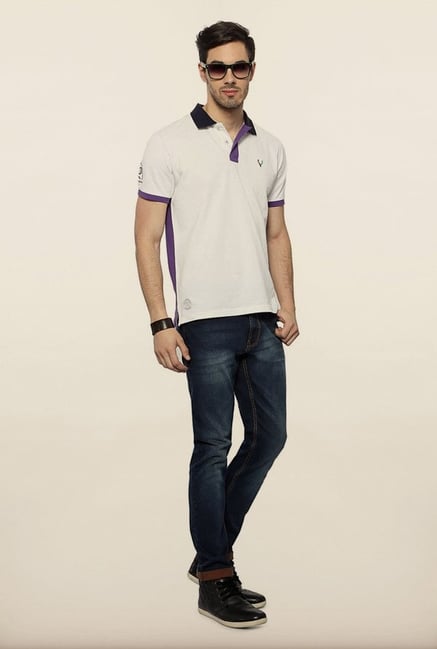 Allen Solly White Solid Polo T shirt Allen Solly White Solid Polo T shirt