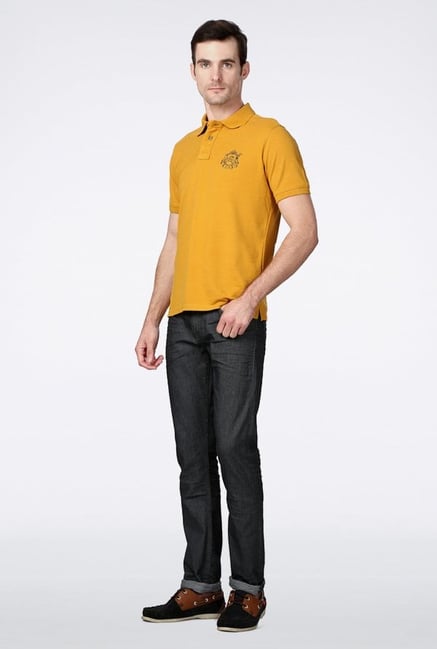 Allen Solly Yellow Solid Polo T shirt Allen Solly Yellow Solid Polo T shirt