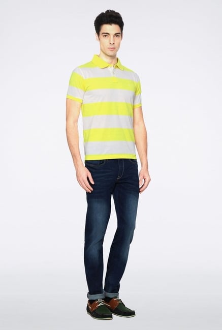 Peter England Yellow & Grey Polo T shirt Peter England Yellow & Grey Polo T shirt