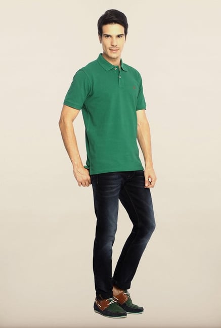Allen Solly Green Solid Polo T shirt Allen Solly Green Solid Polo T shirt