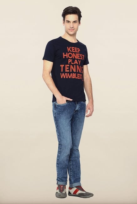 Allen Solly Navy Printed T shirt Allen Solly Navy Printed T shirt