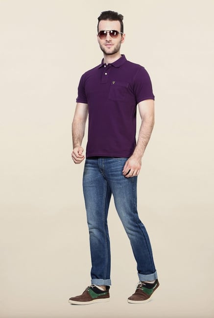 Allen Solly Purple Solid Polo T shirt Allen Solly Purple Solid Polo T shirt