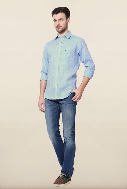 Allen Solly Blue Printed Casual Shirt Allen Solly Blue Printed Casual Shirt