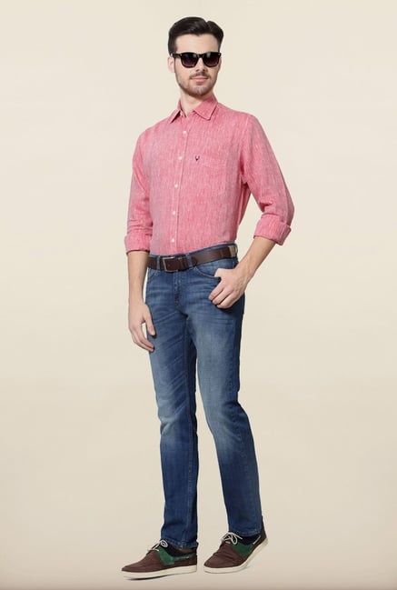 Allen Solly Red Solid Casual Shirt Allen Solly Red Solid Casual Shirt