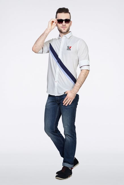 Allen Solly White Solid Casual Shirt Allen Solly White Solid Casual Shirt