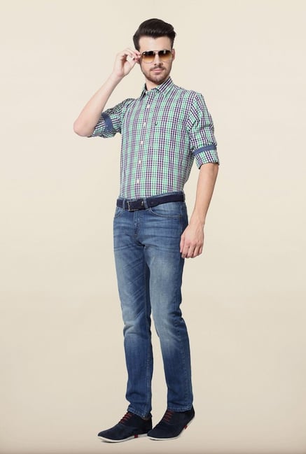 Allen Solly Green Checks Casual Shirt Allen Solly Green Checks Casual Shirt