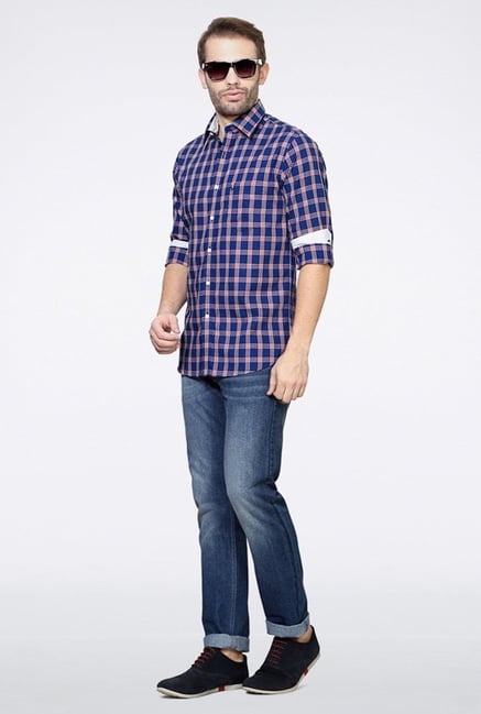 Allen Solly Blue Checks Casual Shirt Allen Solly Blue Checks Casual Shirt