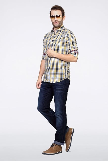 Allen Solly Yellow Checks Casual Shirt Allen Solly Yellow Checks Casual Shirt