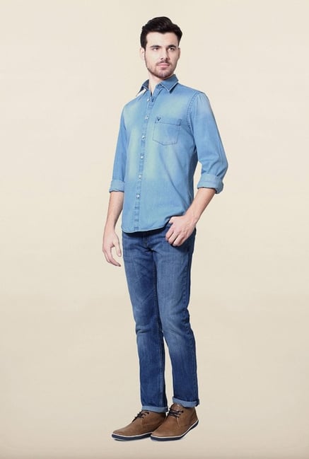 Allen Solly Blue Solid Casual Shirt Allen Solly Blue Solid Casual Shirt
