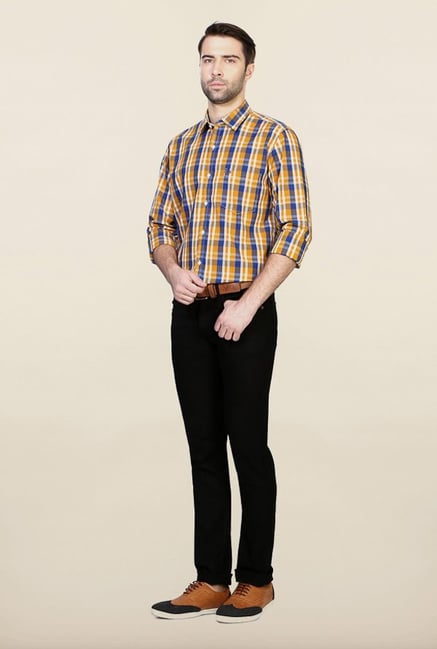 Peter England Yellow Checks Casual Shirt Peter England Yellow Checks Casual Shirt