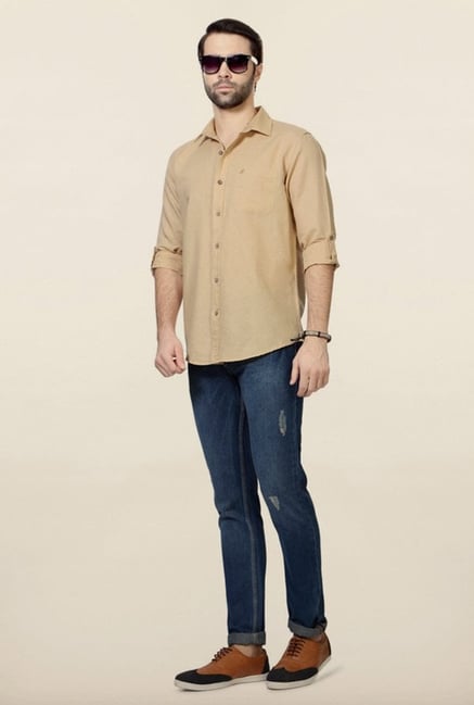 People Beige Solid Shirt People Beige Solid Shirt