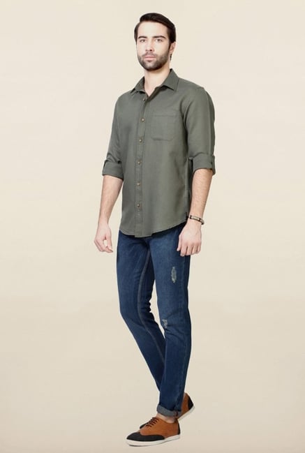 People Olive Solid Shirt People Olive Solid Shirt