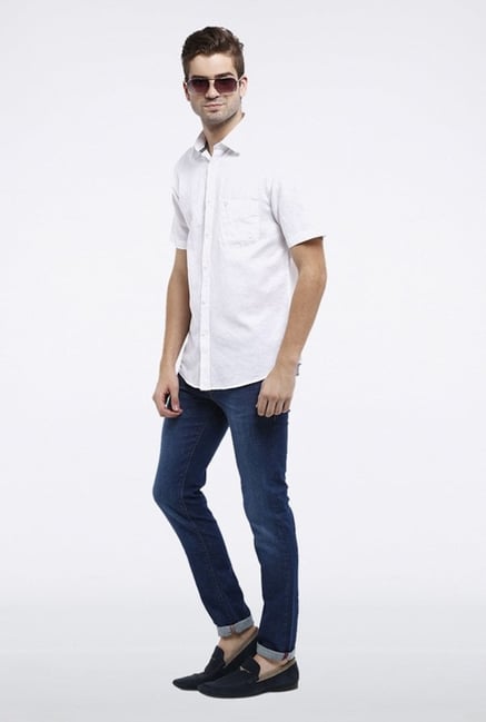 Allen Solly White Solid Casual Shirt Allen Solly White Solid Casual Shirt