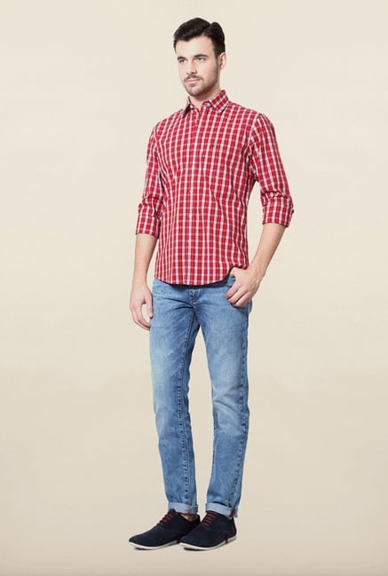 Allen Solly Red Checks Casual Shirt Allen Solly Red Checks Casual Shirt