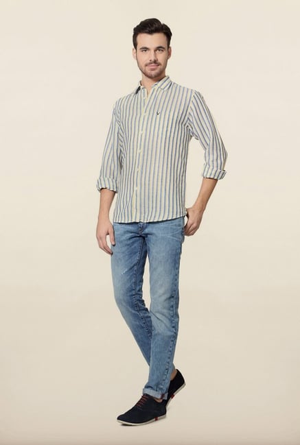 Allen Solly Blue Striped Casual Shirt Allen Solly Blue Striped Casual Shirt