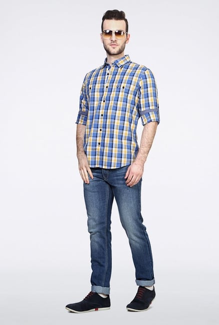 Allen Solly Blue Checks Casual Shirt Allen Solly Blue Checks Casual Shirt