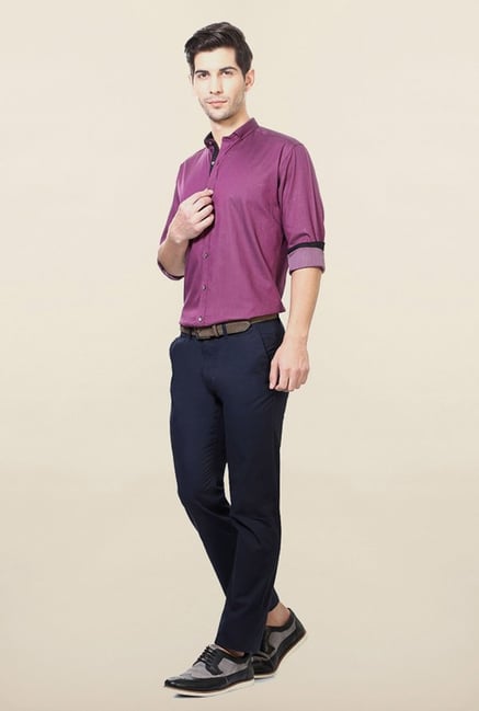 Van Heusen Purple Jacquard Printed Shirt Van Heusen Purple Jacquard Printed Shirt
