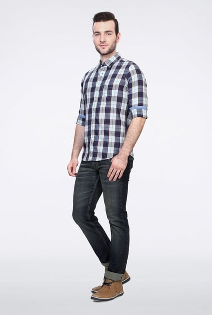 Allen Solly Blue Checks Casual Shirt Allen Solly Blue Checks Casual Shirt