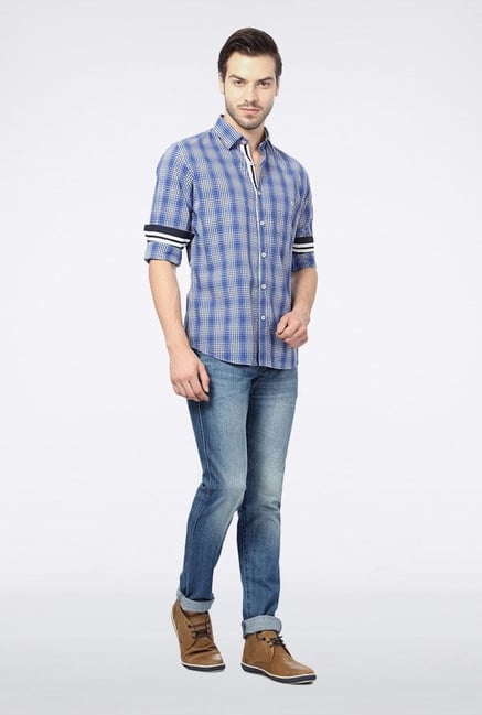 Van Heusen Blue Checks Casual Shirt Van Heusen Blue Checks Casual Shirt