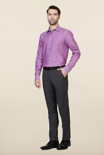 Van Heusen Purple Solid Linen Shirt Van Heusen Purple Solid Linen Shirt