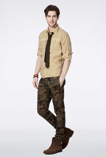 People Cream Solid Casual Shirt People Cream Solid Casual Shirt