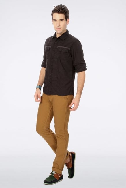People Brown Solid Casual Shirt People Brown Solid Casual Shirt