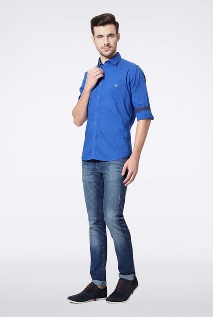 Van Heusen Blue Solid Casual Shirt Van Heusen Blue Solid Casual Shirt