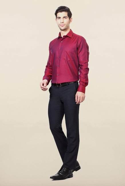 Van Heusen Maroon Self Printed Shirt Van Heusen Maroon Self Printed Shirt