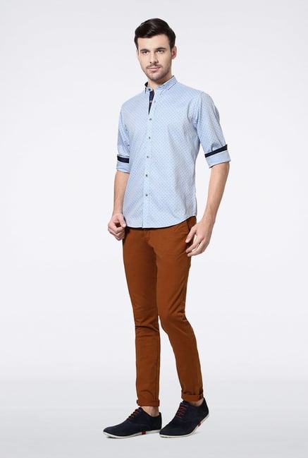 Van Heusen Blue Printed Casual Shirt Van Heusen Blue Printed Casual Shirt