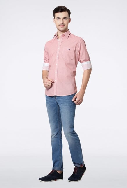 Van Heusen Red Pin Striped Casual Shirt Van Heusen Red Pin Striped Casual Shirt
