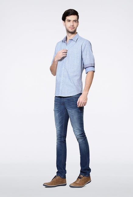 Van Heusen Blue Printed Casual Shirt Van Heusen Blue Printed Casual Shirt