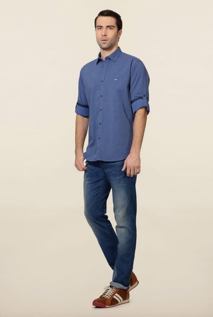 Van Heusen Blue Printed Cotton Shirt Van Heusen Blue Printed Cotton Shirt