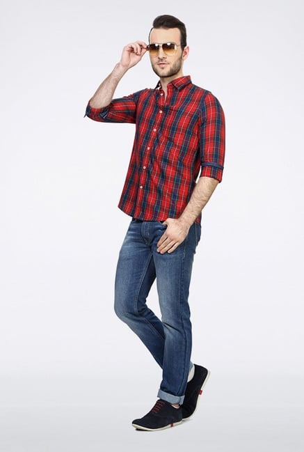 Allen Solly Red Checks Casual Shirt Allen Solly Red Checks Casual Shirt