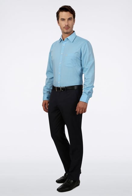 Allen Solly Blue Solid Casual Shirt Allen Solly Blue Solid Casual Shirt