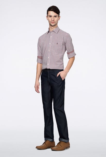 Allen Solly Navy Solid Casual Trouser Allen Solly Navy Solid Casual Trouser