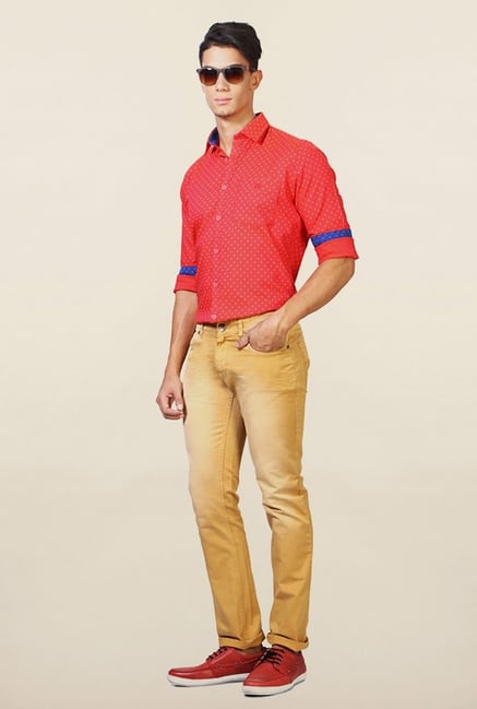 People Brown Solid Slim Fit Jeans People Brown Solid Slim Fit Jeans
