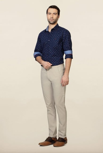 Van Heusen Cream Solid Chinos Van Heusen Cream Solid Chinos