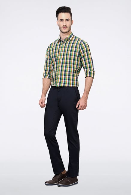 Allen Solly Navy Solid Casual Trouser Allen Solly Navy Solid Casual Trouser