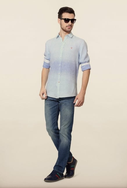 Allen Solly Blue Striped Casual Shirt Allen Solly Blue Striped Casual Shirt