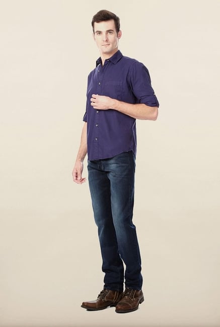 Peter England Purple Solid Casual Shirt Peter England Purple Solid Casual Shirt